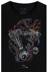 Blusa Gaze Flame Snake Engine Loose Preto