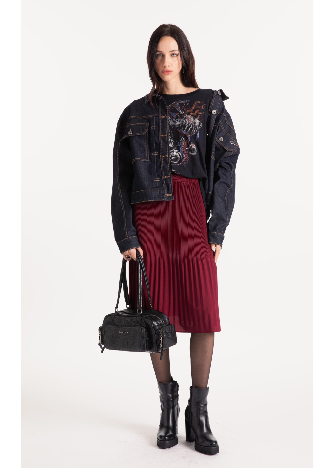 Blusa Gaze Flame Snake Engine Loose Preto