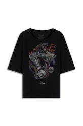 Blusa Gaze Flame Snake Engine Loose Preto