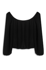 Blusa Georgette Ruffle Preto