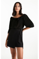 Blusa Georgette Ruffle Preto