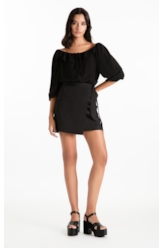 Blusa Georgette Ruffle Preto