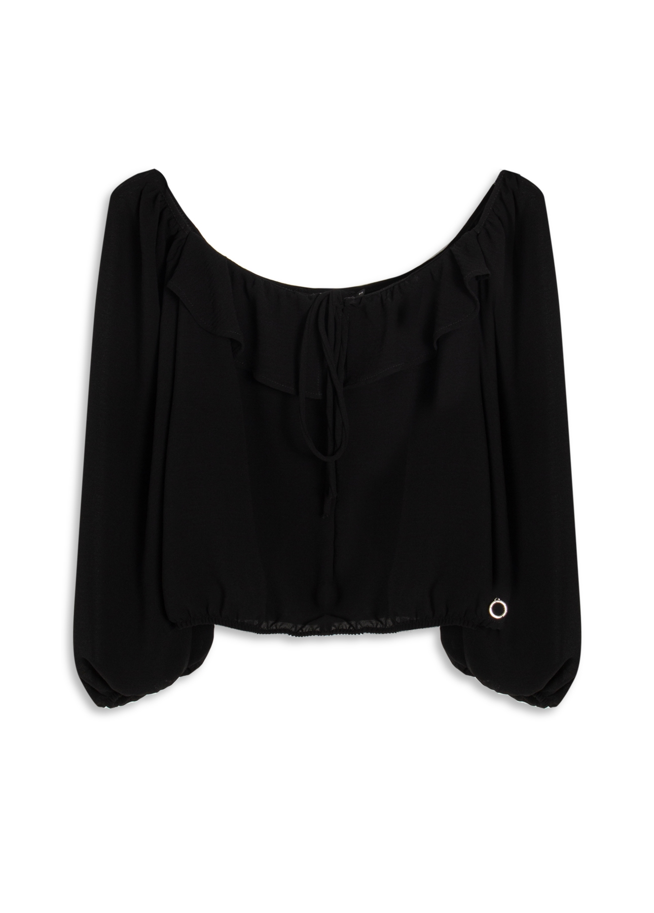 Blusa Georgette Ruffle Preto
