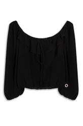 Blusa Georgette Ruffle Preto