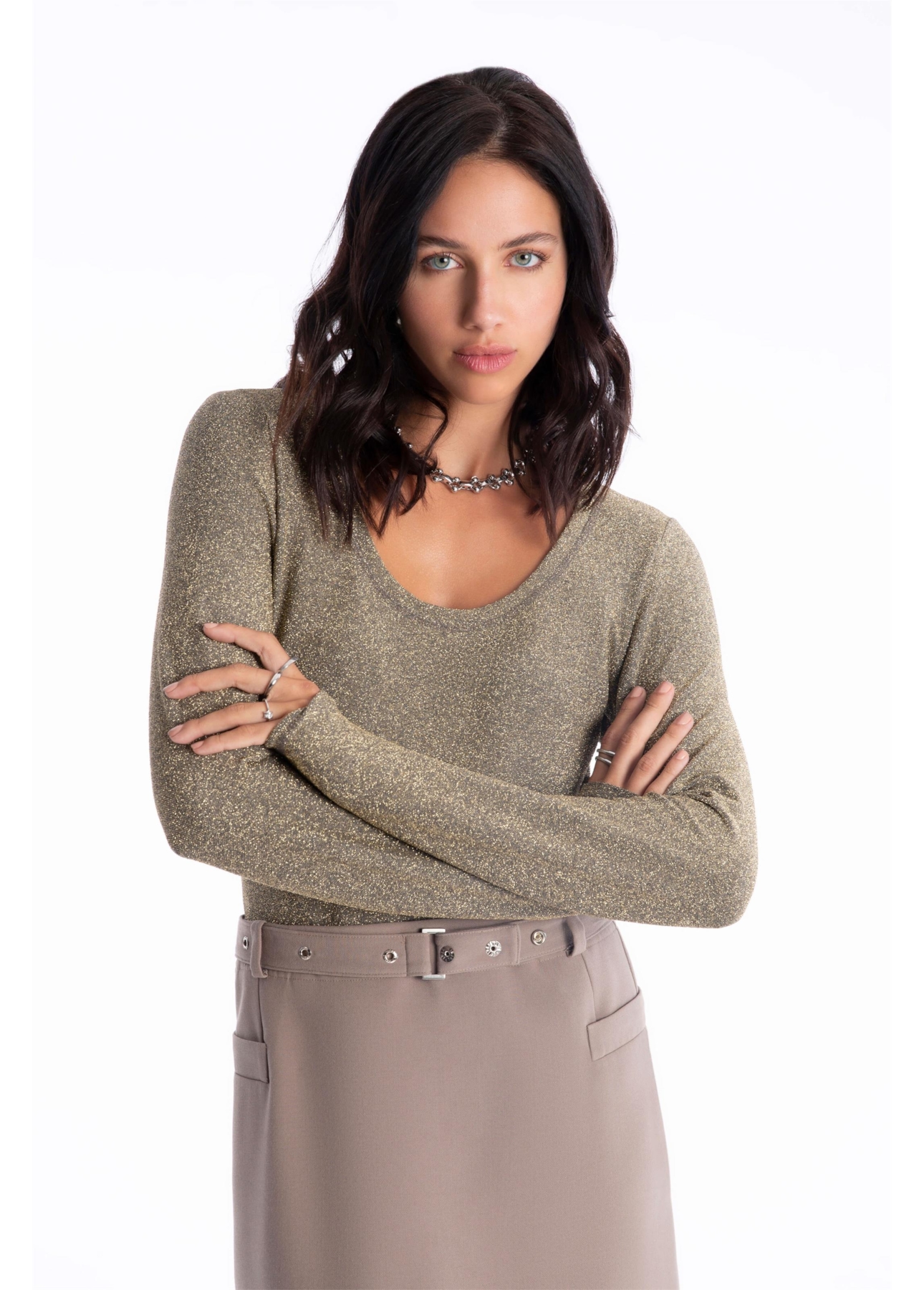 Blusa Hight Neckline Ouro Velho