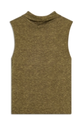 Blusa Jackie High Collar Sleevless Verde Militar