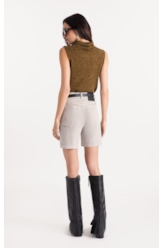 Blusa Jackie High Collar Sleevless Verde Militar