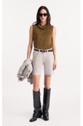 Blusa Jackie High Collar Sleevless Verde Militar