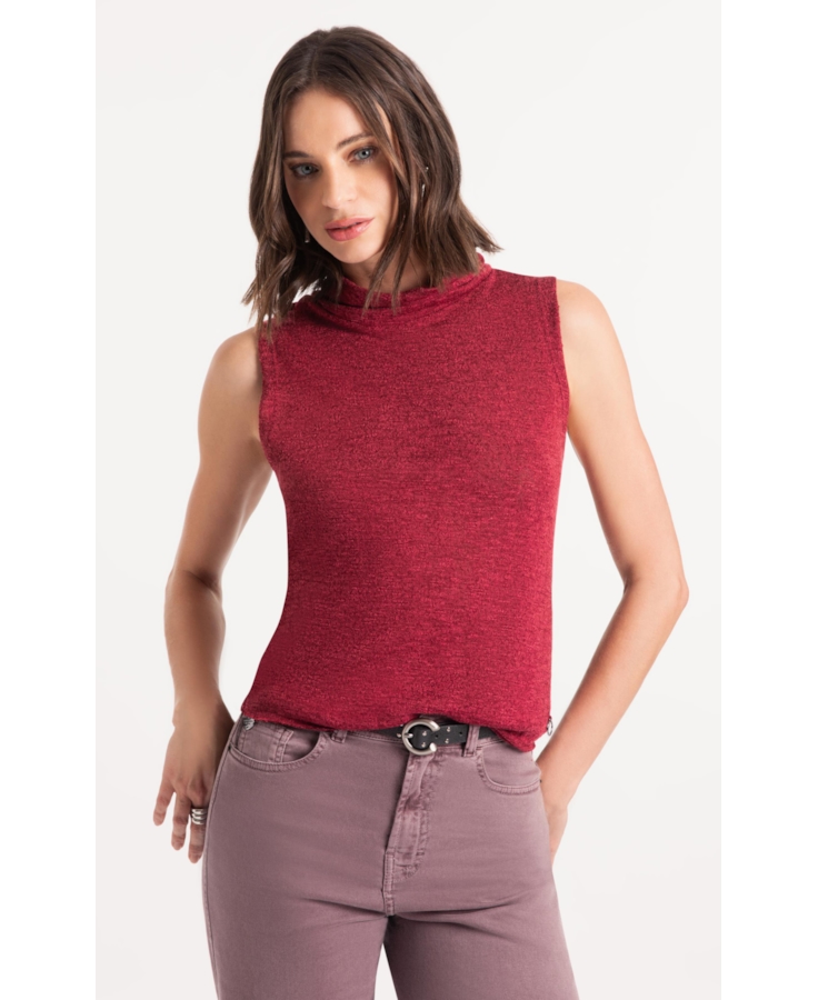 Blusa Jackie High Collar Sleevless Vinho