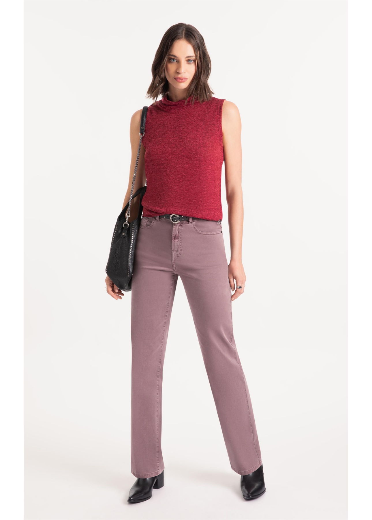 Blusa Jackie High Collar Sleevless Vinho
