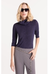 Blusa Jackie High Neck Sweater Dark Navy