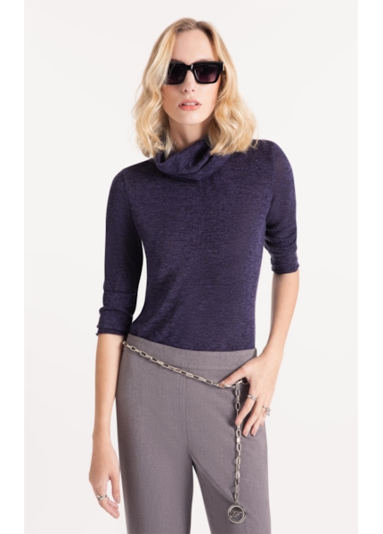 Blusa Jackie High Neck Sweater Dark Navy