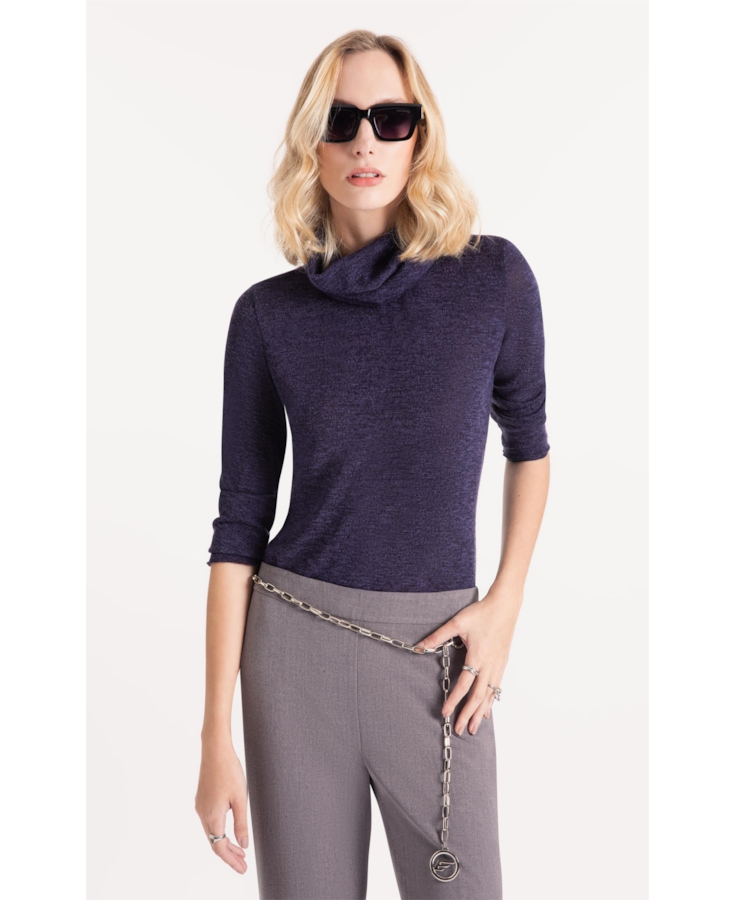 Blusa Jackie High Neck Sweater Dark Navy