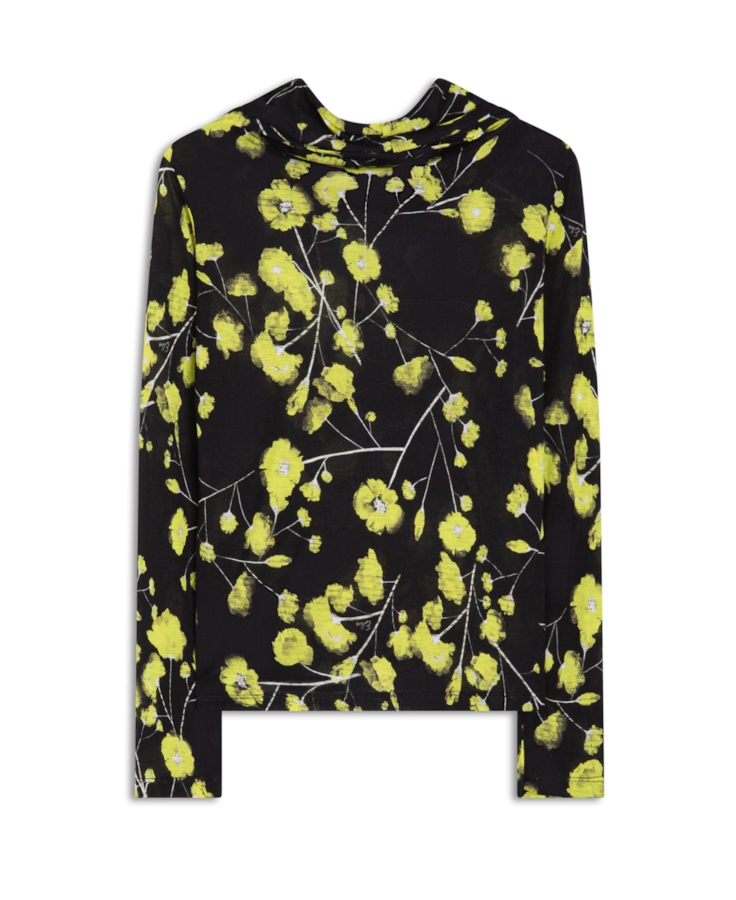 Blusa Jersey Fine Flower Glitch Lemon