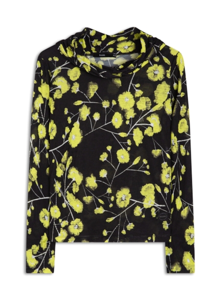 Blusa Jersey Fine Flower Glitch Lemon