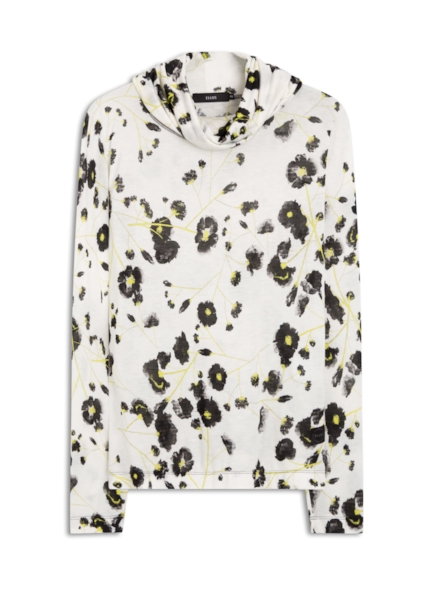 Blusa Jersey Fine Flower Glitch Off White