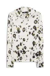Blusa Jersey Fine Flower Glitch Off White