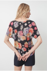 Blusa Jersey Fine Flower Power Oversize Padrao 1 - Est.Preto
