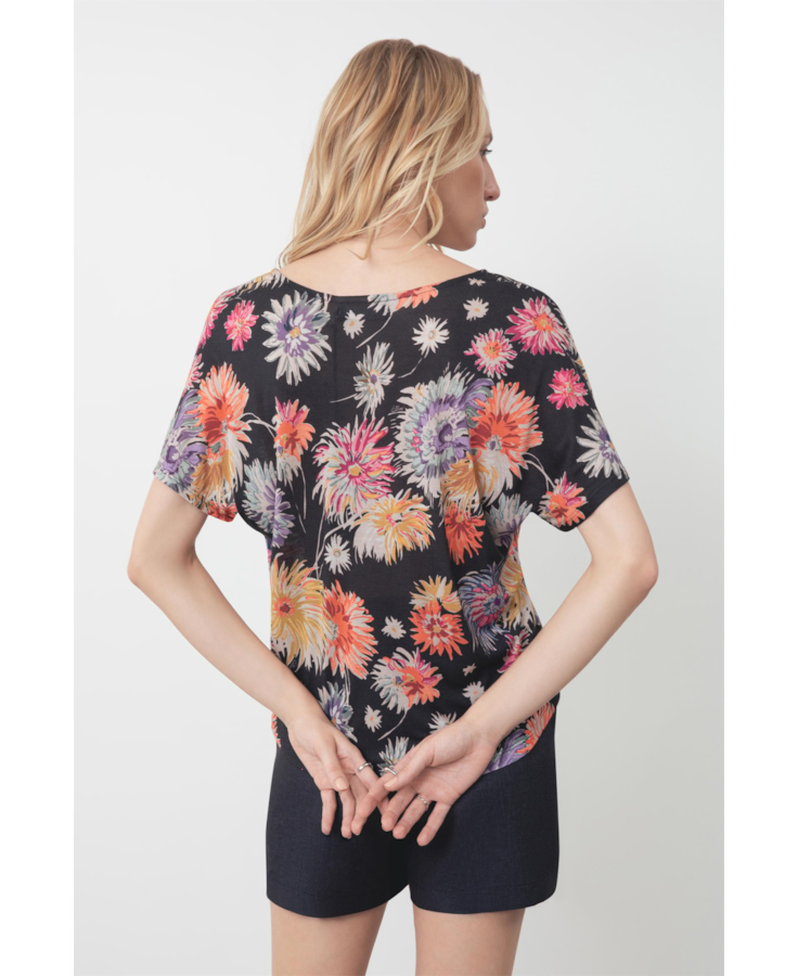 Blusa Jersey Fine Flower Power Oversize Padrao 1 - Est.Preto