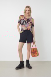 Blusa Jersey Fine Flower Power Oversize Padrao 1 - Est.Preto