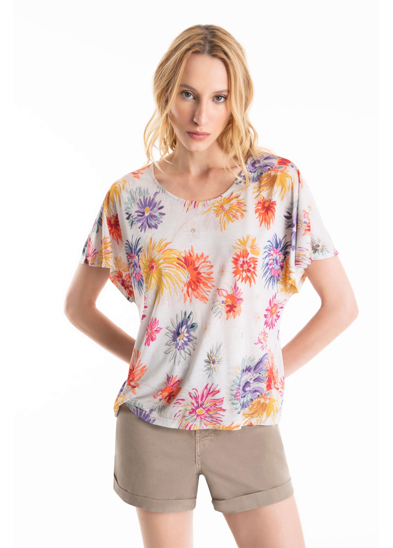 Blusa Jersey Fine Flower Power Oversize Padrao 2- Est. Off White