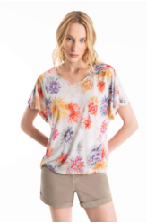 Blusa Jersey Fine Flower Power Oversize Padrao 2- Est. Off White