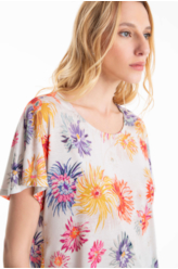 Blusa Jersey Fine Flower Power Oversize Padrao 2- Est. Off White