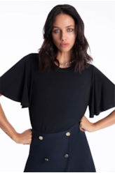 Blusa Jersey Gloss Ruffle Preto