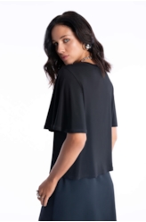 Blusa Jersey Gloss Ruffle Preto