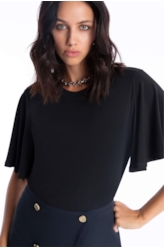 Blusa Jersey Gloss Ruffle Preto