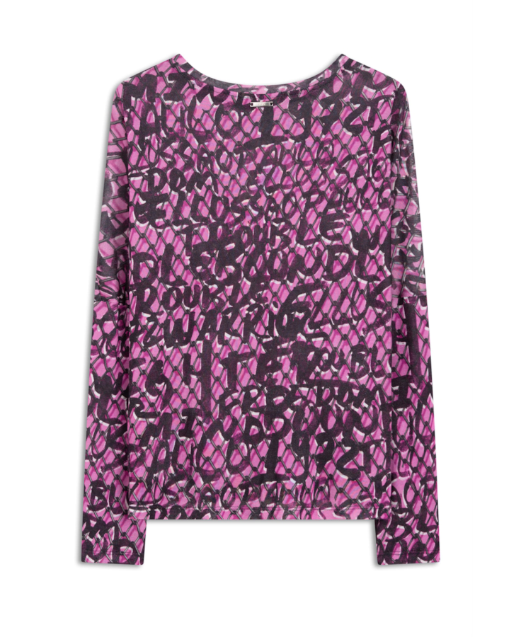 Blusa Jersey Grafiti Oversized Pink