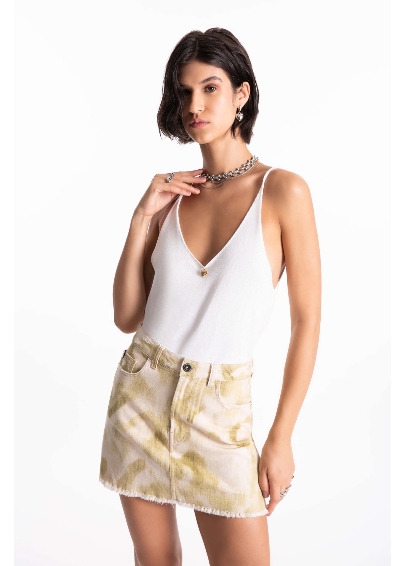 Blusa Jersey  Hearts Knit Branco