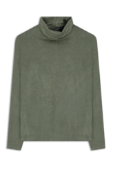 Blusa Jersey High Colar Verde Oliva