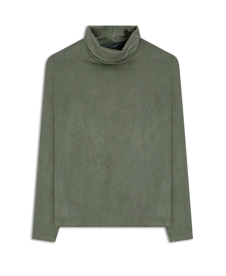 Blusa Jersey High Colar Verde Oliva