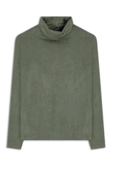 Blusa Jersey High Colar Verde Oliva