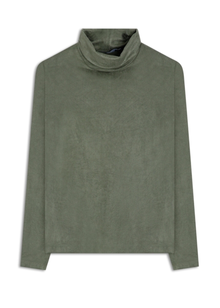 Blusa Jersey High Colar Verde Oliva