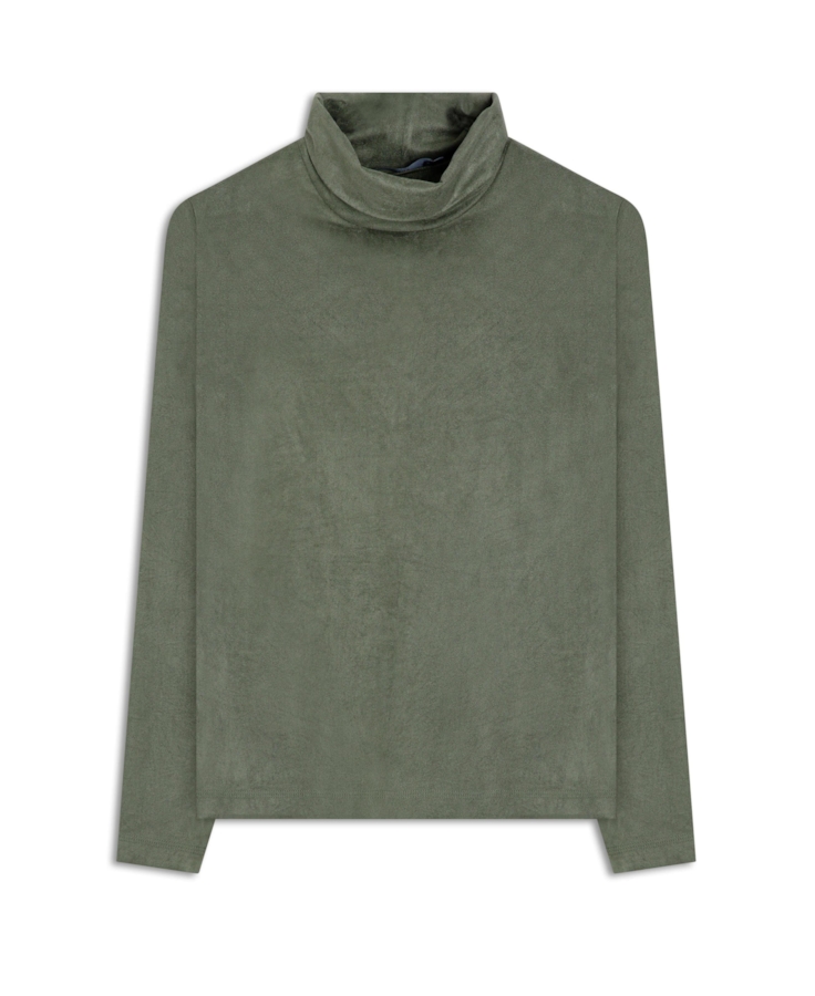 Blusa Jersey High Colar Verde Oliva