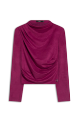 Blusa Jersey Leather Drapped Long Fucsia