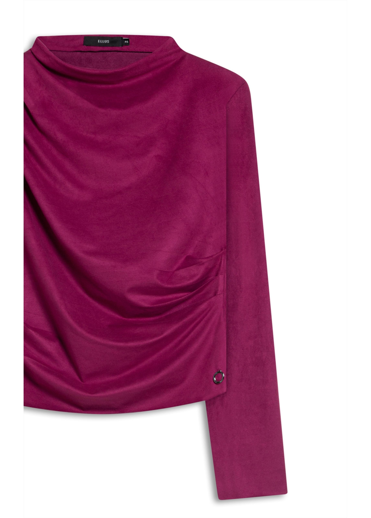 Blusa Jersey Leather Drapped Long Fucsia