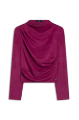 Blusa Jersey Leather Drapped Long Fucsia