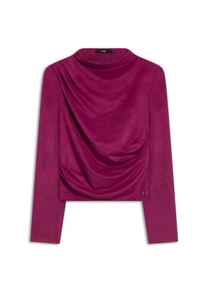 Blusa Jersey Leather Drapped Long Fucsia