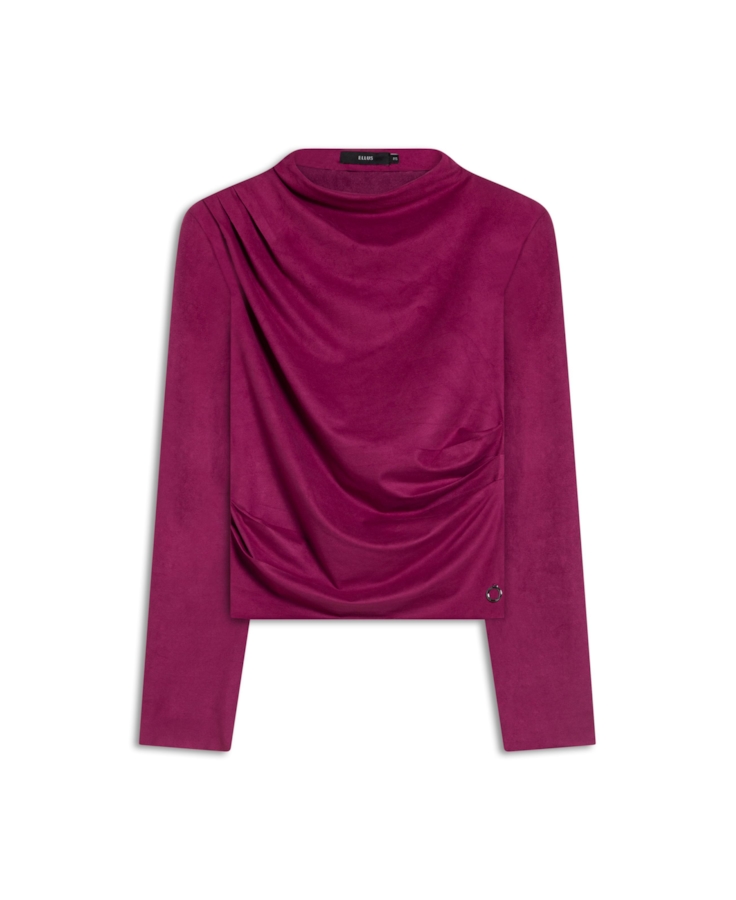 Blusa Jersey Leather Drapped Long Fucsia