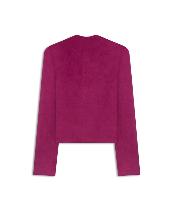 Blusa Jersey Leather Drapped Long Fucsia
