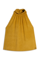 Blusa Jersey Leather Halter Mostarda