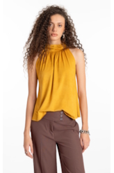 Blusa Jersey Leather Halter Mostarda