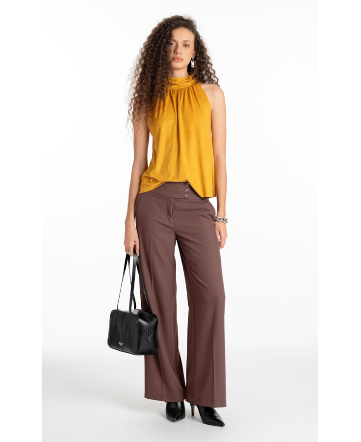 Blusa Jersey Leather Halter Mostarda