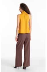 Blusa Jersey Leather Halter Mostarda