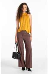 Blusa Jersey Leather Halter Mostarda