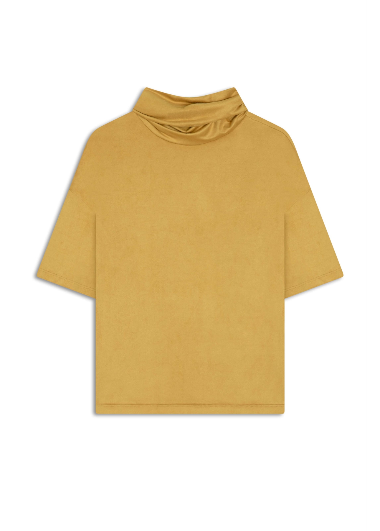 Blusa Jersey Leather High Collar Mostarda