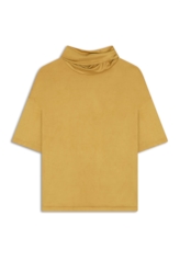 Blusa Jersey Leather High Collar Mostarda